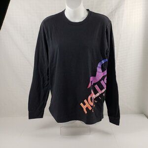 Hollister Men Small Graphic TShirt Long Sleeve Black Pink Orange No Care Tag